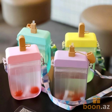 Бутылка для воды в форме "Эскимо" с трубочкой  Ice cream bottle